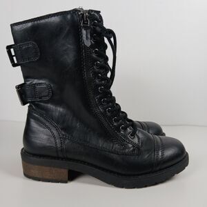 Mossimo Supply Boots Women's Black Faux Leather Moto Combat Riding Size 5.5